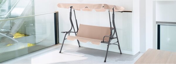 Zahradní houpačka KRE0735 GARDEN-PRO s držákem nápojů v béžové barvě