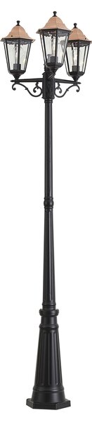 Klasická venkovní lucerna černá s mědí 220 cm 3-světla IP44 - Havana