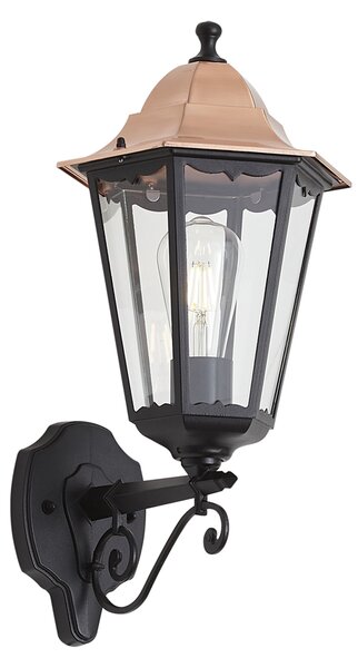 Klasické nástěnné svítidlo černé s mědí IP44 - Havana