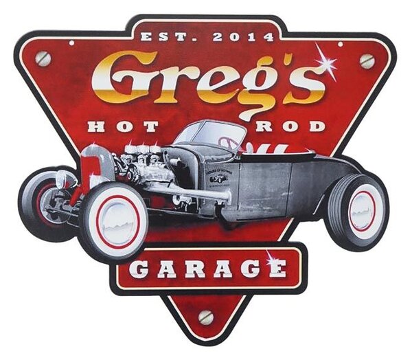 Kovová cedule Greg´s Garage