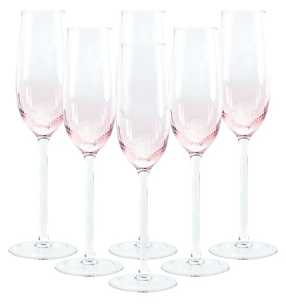 KONDELA Sklenice na šampaňské, set 6 ks, 280 ml, růžová, CELESTE TYP 1