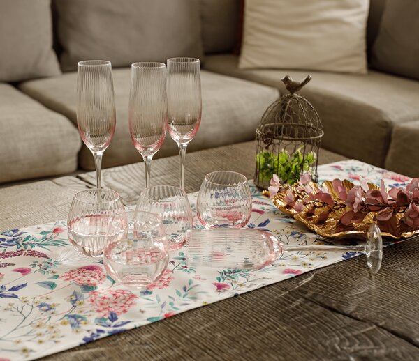 KONDELA Sklenice na šampaňské, set 6 ks, 280 ml, růžová, CELESTE TYP 1