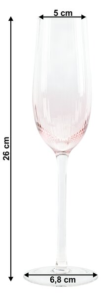 KONDELA Sklenice na šampaňské, set 6 ks, 280 ml, růžová, CELESTE TYP 1