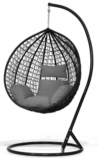 Závěsné křeslo BestBerg BBHC-40BK / ratan / černá/šedá