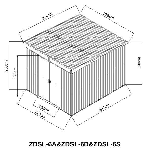 Zahradní domek BestBerg ZDSL-6D / 6,6 m² / 238 x 279 x 203 cm / dekor dřevo/hnědá