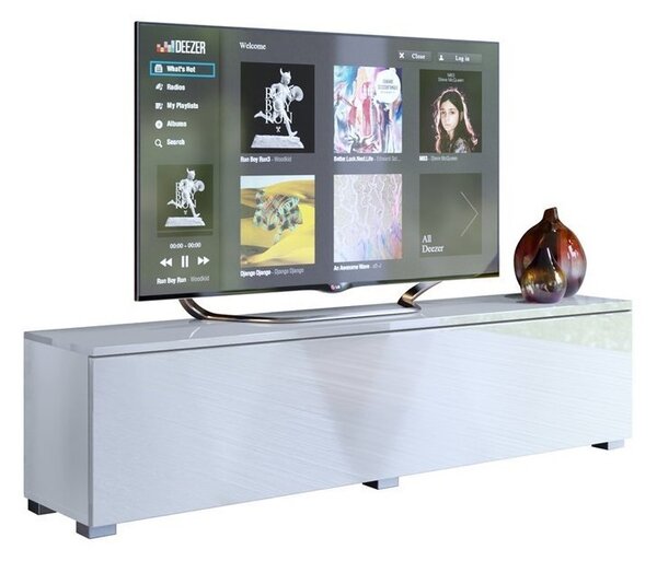 Televizní stolek ANTOFALLA typ 11, bílá/bílý lesk
