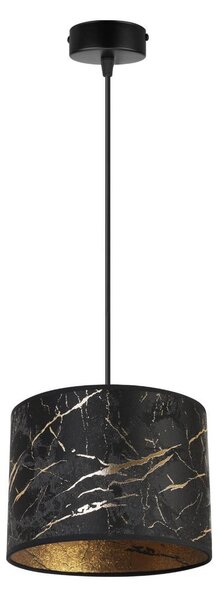 Závěsné svítidlo Werona 3, 1x černé textilní stínítko se vzorem, (fi 20cm), g