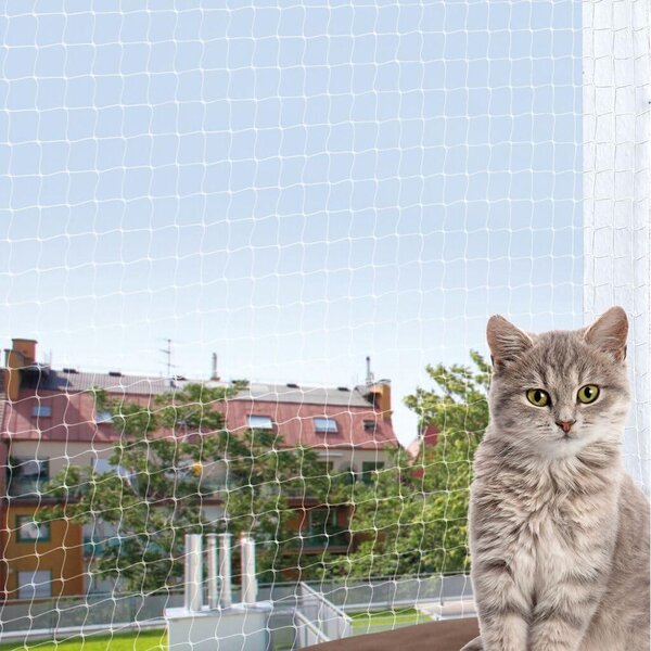 Síťka na balkon pro kočky - průhledná - odolná proti UV záření - 8 x 3 metry - velikost oky: 3 x 3 cm - nylon