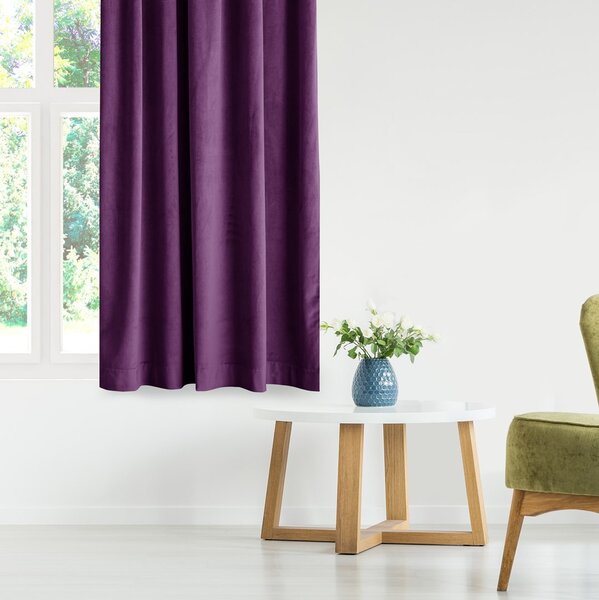 Závěs AmeliaHome Velvet s multifunkční páskou švestkový, velikost 140x245