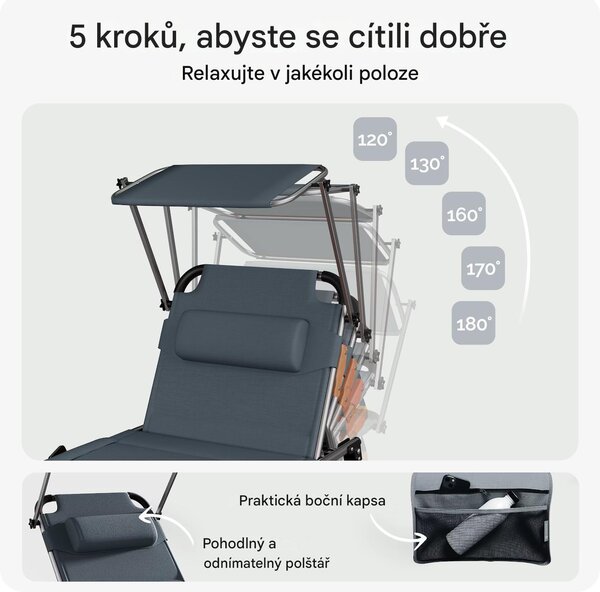 Deuba Zahradní lehátko Bari - šedé