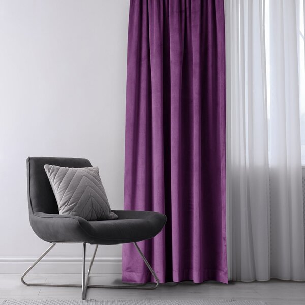 Závěs AmeliaHome Velvet s multifunkční páskou švestkový, velikost 140x245