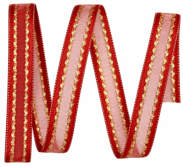 Stuha organza MONDAN RUBY RED červená 15mm x 2m (7,-Kč/m)