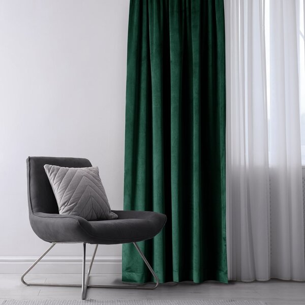 Závěs AmeliaHome Velvet 140x245 cm tmavě zelený