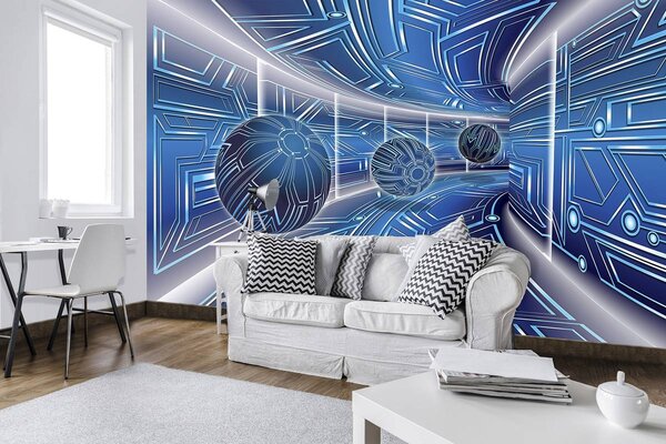 Fototapeta - Modrá ulička s míčky (152,5x104 cm)