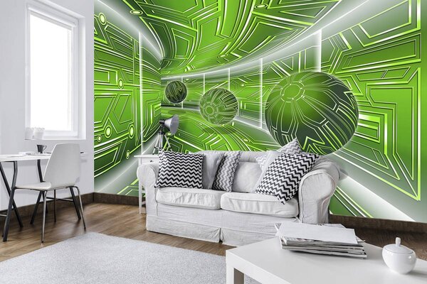 Fototapeta - Zelená ulička s míčky (152,5x104 cm)