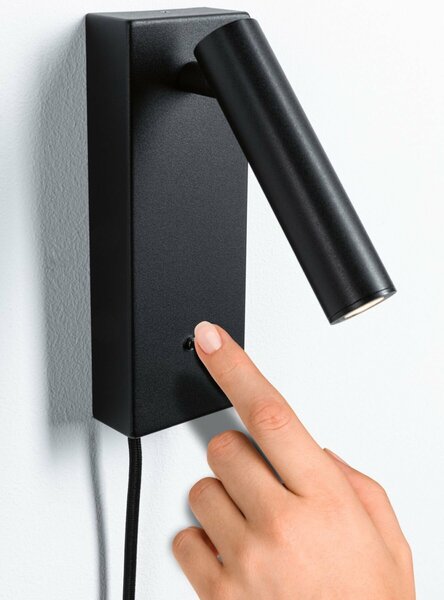 PAULMANN LED nástěnné svítidlo 3-krokové-stmívatelné Hulda USB C 3000K 230V 2,5W stmívatelné černá mat
