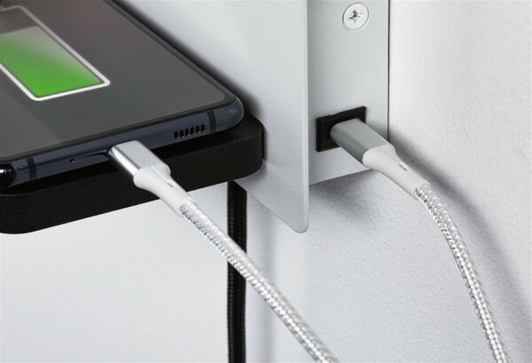 PAULMANN LED nástěnné svítidlo Serra USB C 2700K / 230V 5,5 / 1x2,6W stmívatelné bílá mat/černá mat levé