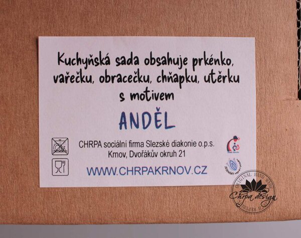 Sada kuchyň - anděl, hnědá chňapka