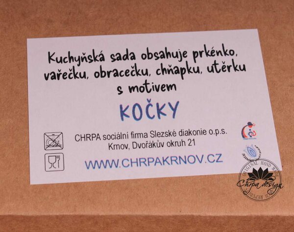 Sada kuchyň - kočky, hnědá chňapka