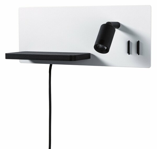 PAULMANN LED nástěnné svítidlo Serra USB C 2700K / 230V 5,5 / 1x2,6W stmívatelné bílá mat/černá mat pravé
