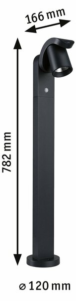 PAULMANN LED stojací svítidlo Cuff pohybové čidlo IP44 782mm 3000K 10W 230V 70° antracit hliník