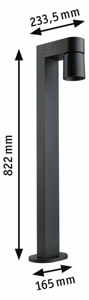 PAULMANN LED stojací svítidlo Kimu IP44 822mm 3000K 8W 230V 70° antracit hliník