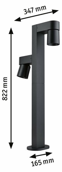 PAULMANN LED stojací svítidlo Kimu neláká hmyz IP44 822mm 2200K 2x7,8W / 230V 70° antracit hliník