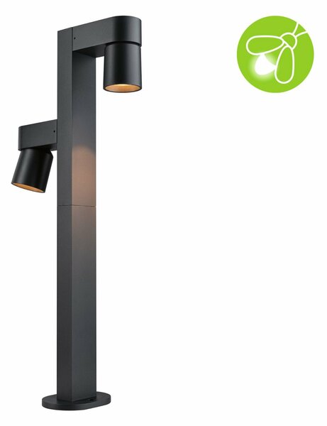 PAULMANN LED stojací svítidlo Kimu neláká hmyz IP44 822mm 2200K 2x7,8W / 230V 70° antracit hliník