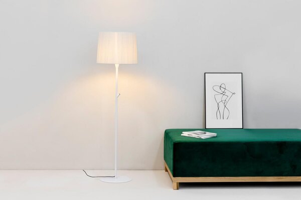 SAMBA bílá/skládaná béžová stojací lampa - FARO