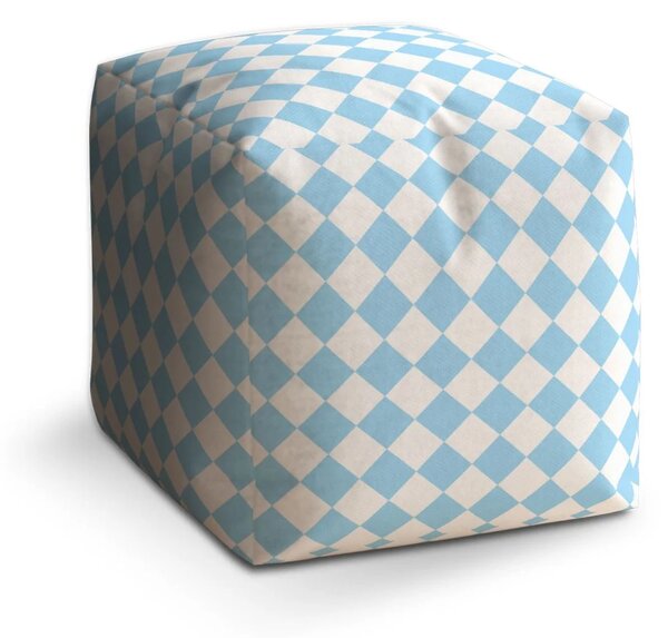 Sablio Taburet Cube Bílomodré kosočtverce - 40x40x40 cm