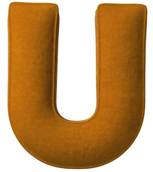 Yellow Tipi Cihlově oranžový sametový polštář písmeno U 40 cm