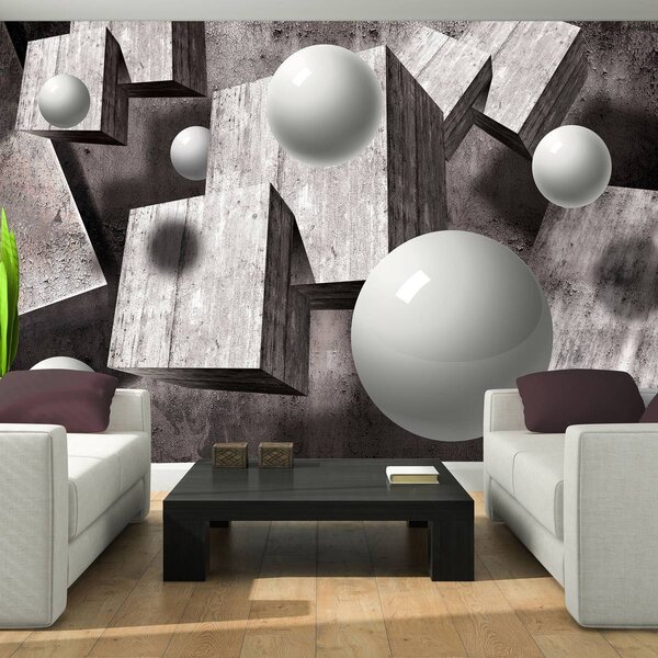 Fototapeta - 3D šedé geometrické obrazce (152,5x104 cm)