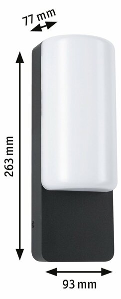 PAULMANN LED venkovní nástěnné svítidlo Bonnie IP44 93x77mm 3000K 8,5W 230V antracit hliník
