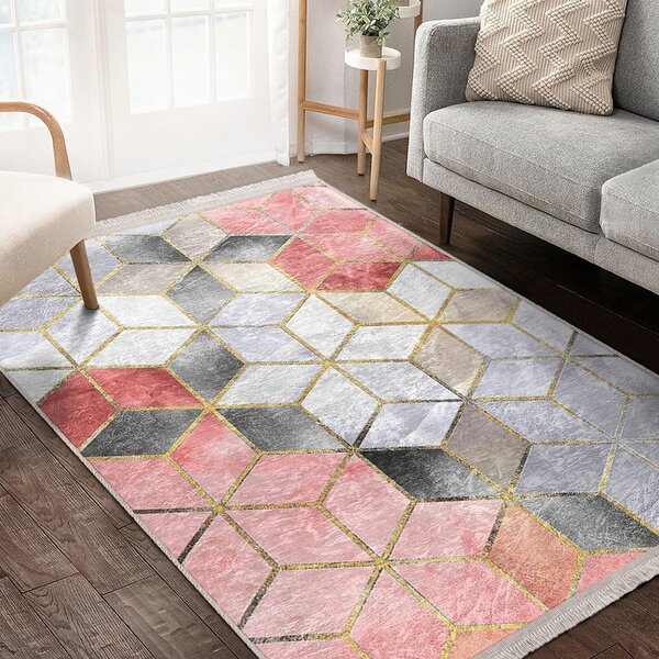 Šedo-růžový pratelný koberec 80x140 cm – Mila Home