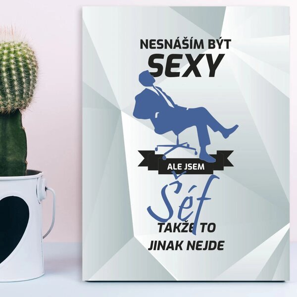 Sablio Dárková cedulka Nesnáším být sexy, ale jsem šéf: 30x40 cm