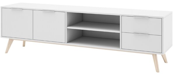 Bílý lakovaný TV stolek Marckeric Campus 180 x 40 cm