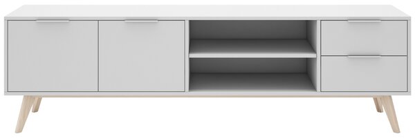 Bílý lakovaný TV stolek Marckeric Campus 180 x 40 cm