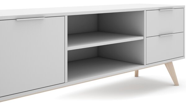 Bílý lakovaný TV stolek Marckeric Campus 180 x 40 cm