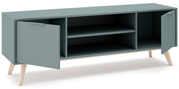 Zelený lakovaný TV stolek Marckeric Pisco 140 x 40 cm