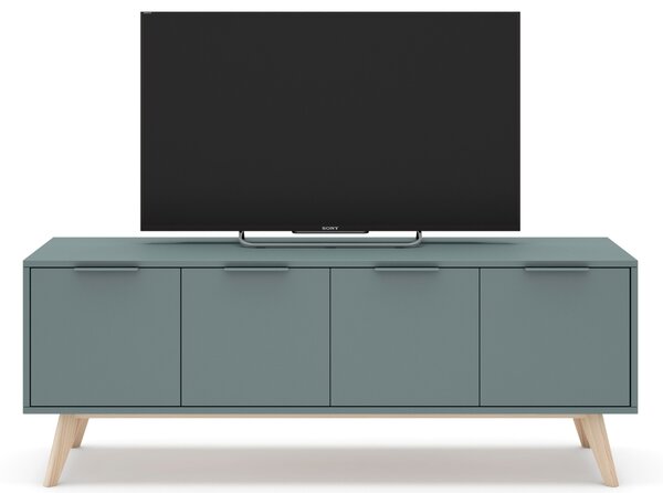 Zelený lakovaný TV stolek Marckeric Pisco II. 140 x 40 cm