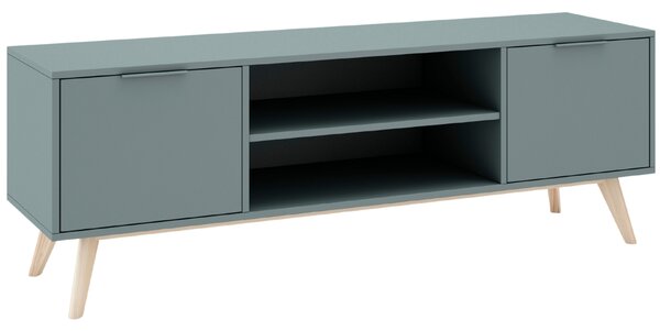 Zelený lakovaný TV stolek Marckeric Pisco 140 x 40 cm