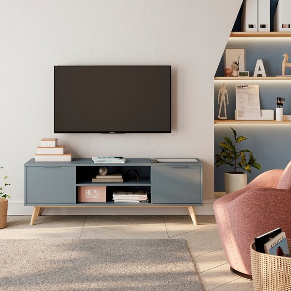 Zelený lakovaný TV stolek Marckeric Pisco 140 x 40 cm