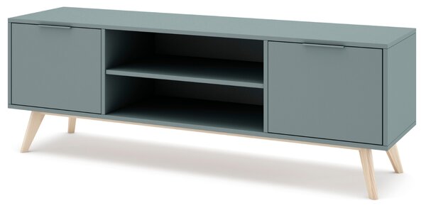 Zelený lakovaný TV stolek Marckeric Pisco 140 x 40 cm