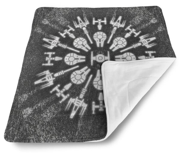 Sablio Deka pro miminko Star Wars Vesmírné lodě na šedém abstraktu - 80x100 cm