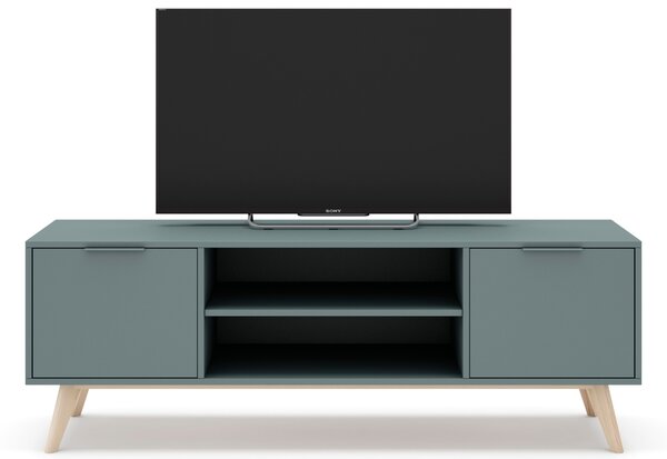 Zelený lakovaný TV stolek Marckeric Pisco 140 x 40 cm
