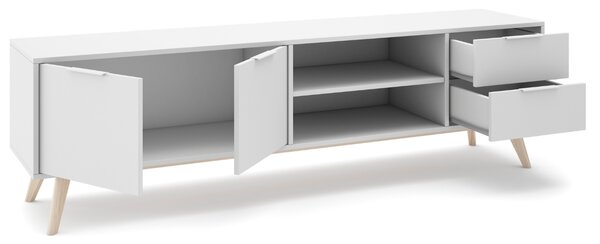 Bílý lakovaný TV stolek Marckeric Campus 180 x 40 cm