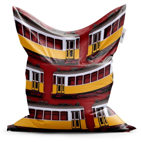 Sablio Sedací vak Lisabonské historické tramvaje Červený Pattern - 150x100 cm