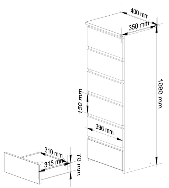 Ak furniture Komoda CL6 40 cm dub sonoma