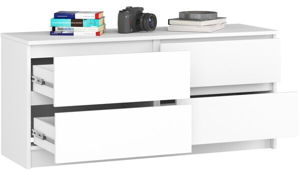 Ak furniture Komoda KIPS 4 šuplíky bílá