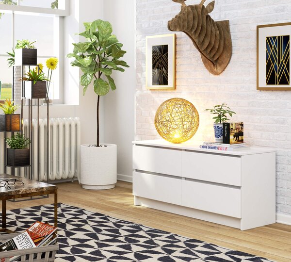 Ak furniture Komoda KIPS 4 šuplíky bílá